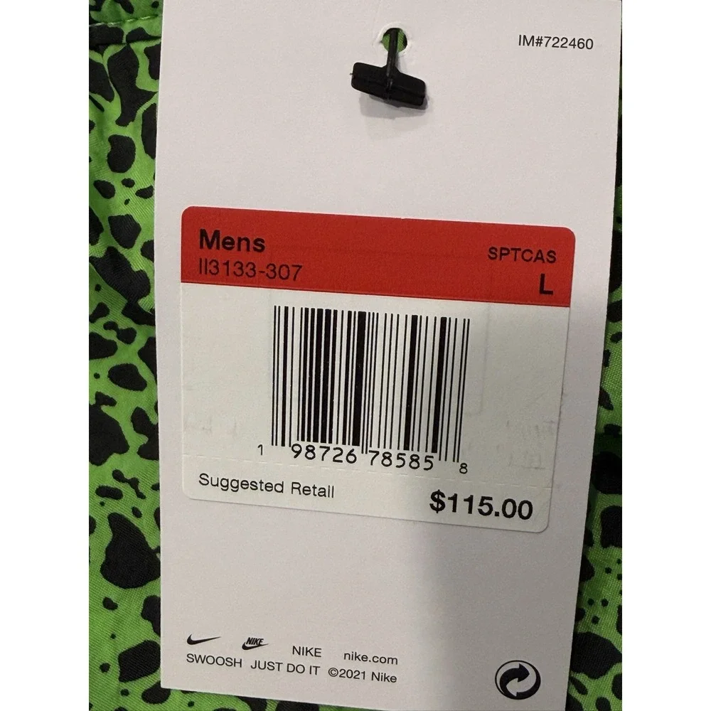 Nike Air Woven AOP TL Pants Mens L Mean Green Black Loose Fit I13133-307 NWT